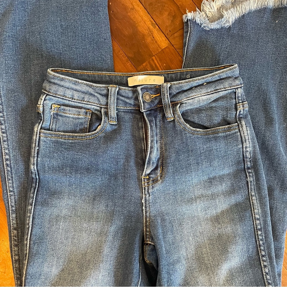 Nature Denim- SZ 3/25 High Rise Flare Raw Hem - Picture 4 of 13